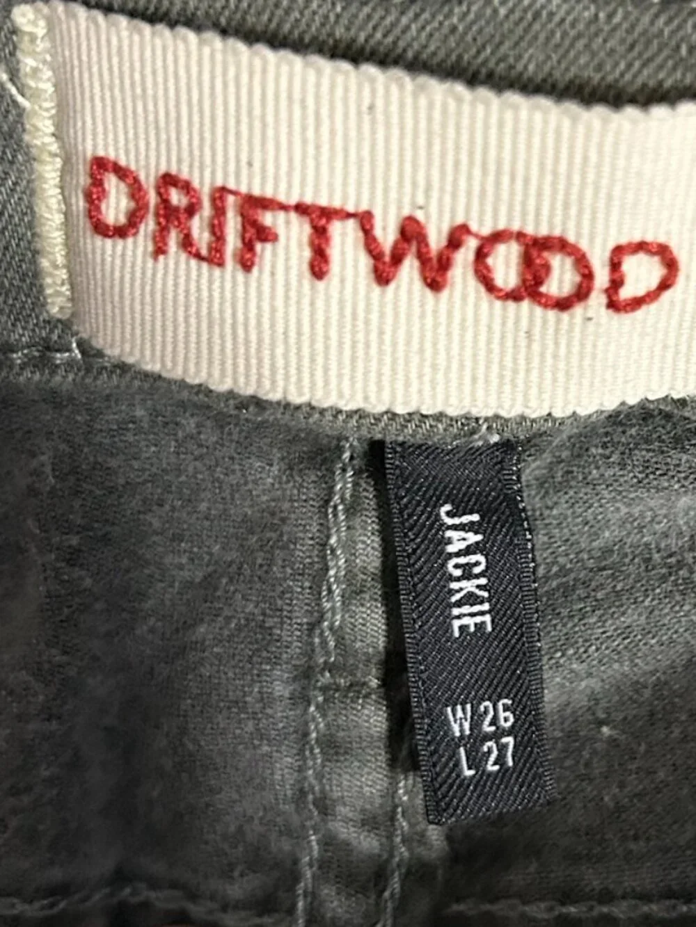 DRIFTWOOD Olive Aztec Embroidered Hem Skinny Ankle Jeans Women's Size 26 - Picture 10 of 11